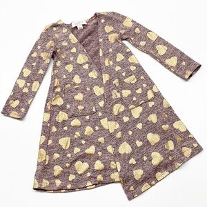 LuLaRoe purple/gold heart print little girls cardigan